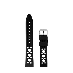 Correa de Reloj de Caucho Negro Perforada 20mm Outlet
