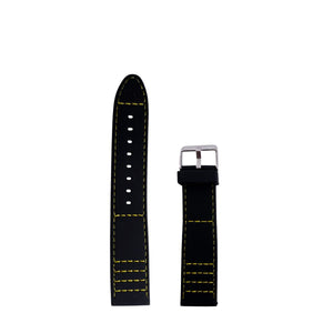 Correa de Reloj de Caucho Negro con Amarillo 18mm Outlet