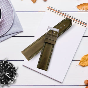 Correa de Reloj de Piel Verde Caqui 24mm Outlet