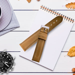 Correa de Reloj de Piel Cafe Camello 20mm Outlet
