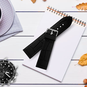 Correa de Reloj de Caucho Tipo Cocodrilo Negro 26mm Outlet
