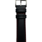 Correa de Reloj de Piel Negro con Costura Roja 20mm Outlet