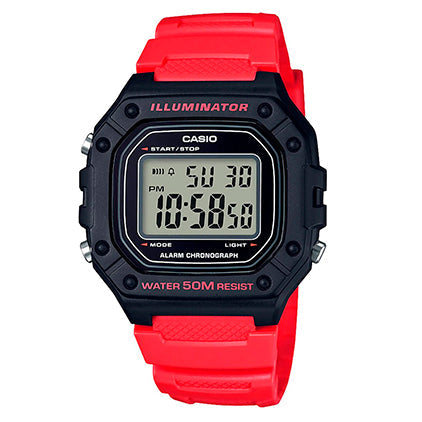 Reloj de Pulsera Casio W-218H-4BVCF Rojo/Negro para Caballero