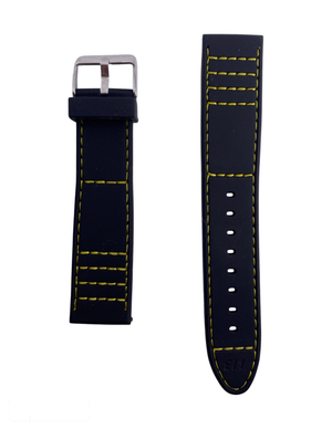 Correa de Reloj de Caucho Negro con Amarillo 18mm Outlet