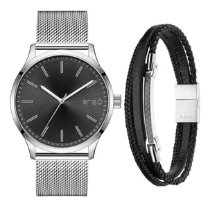 Set De Reloj Y Pulsera Enso Hombre Core Ewbsg04 Plateado