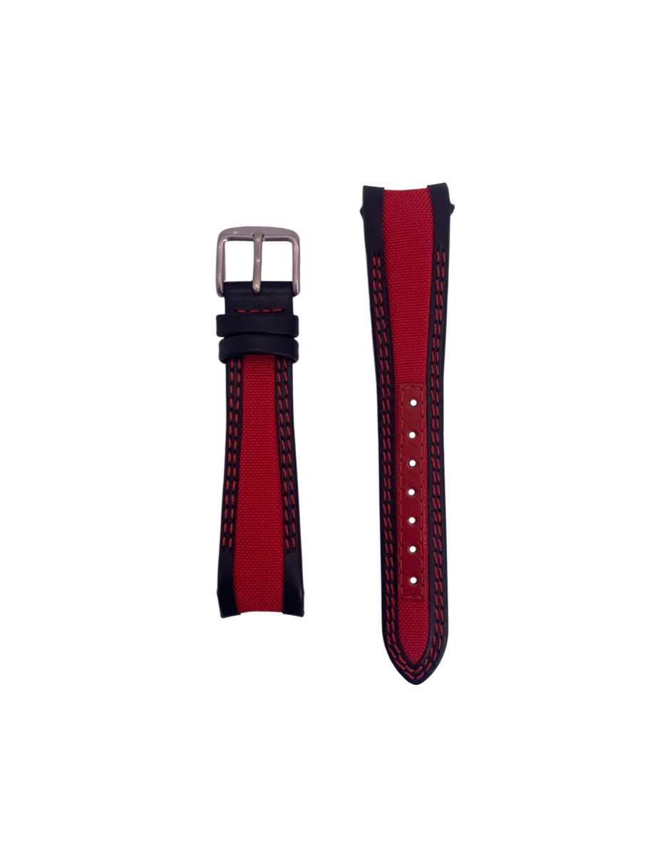 Correa Banda de Piel Negro con Rojo para Rolex  Color Rojo 20mm Frente 